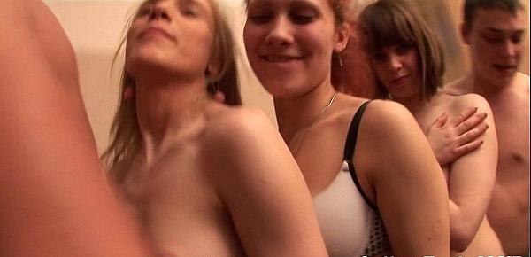  College teens Alma and Colette in bj group
